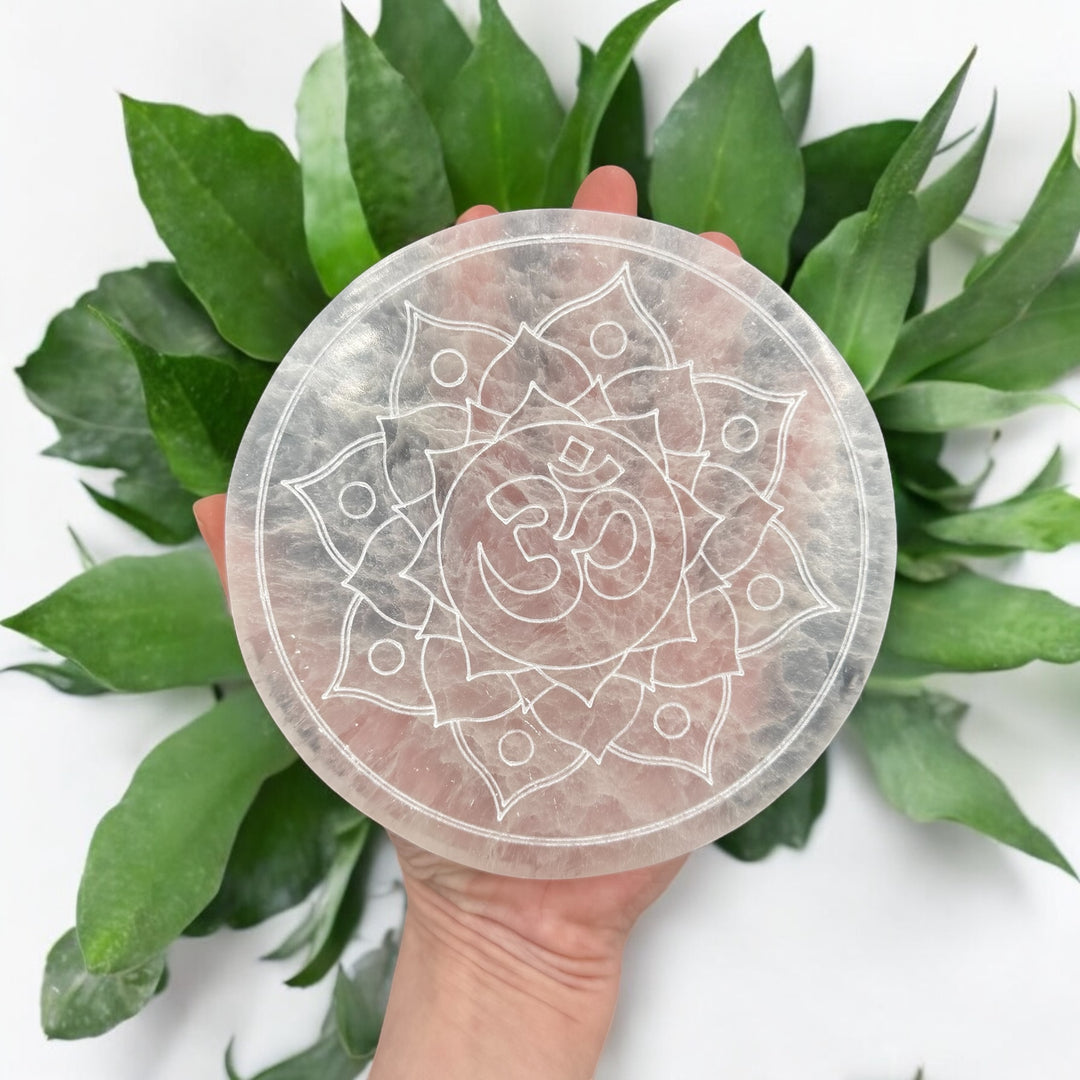 Selenite Charging Plate - Om 5.5"