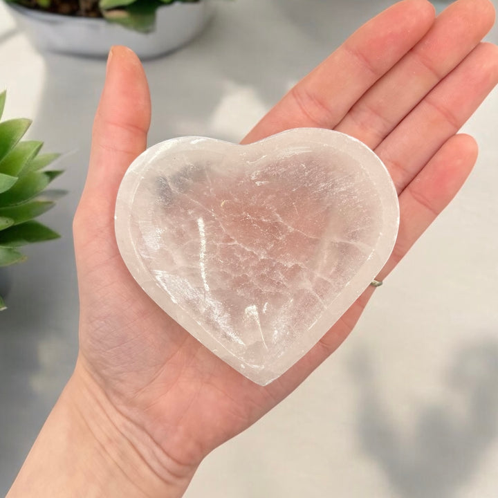 Selenite Heart Bowl 3"