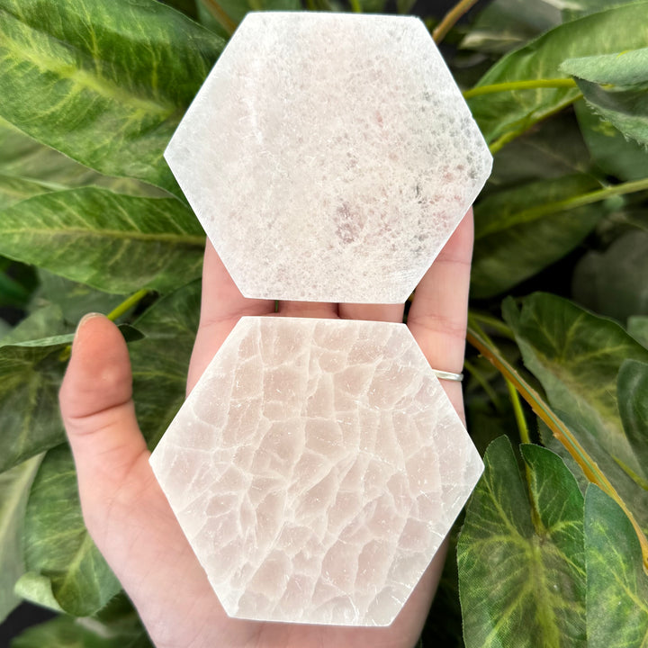 Selenite Hexagon Plate 3"