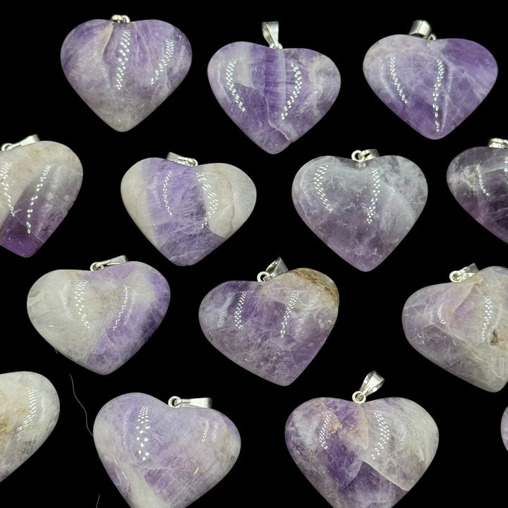 Chevron Amethyst Heart Pendant