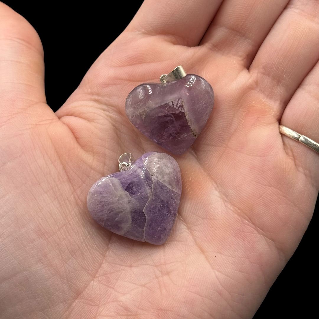 Chevron Amethyst Heart Pendant