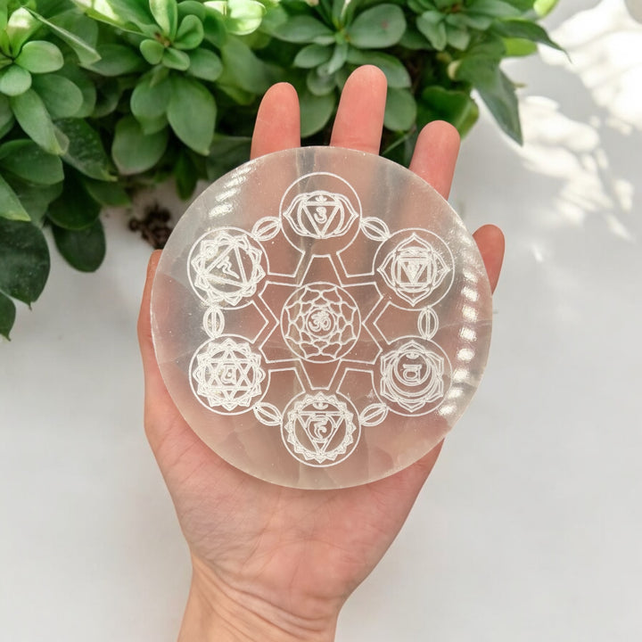 Selenite Charging Plate - Chakra 4"