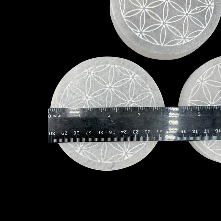 Selenite Charging Plate - Flower Of Life 4"