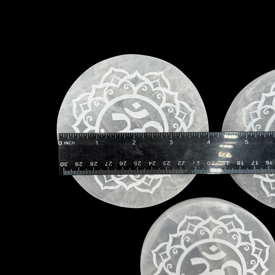 Selenite Charging Plate - Om 4"