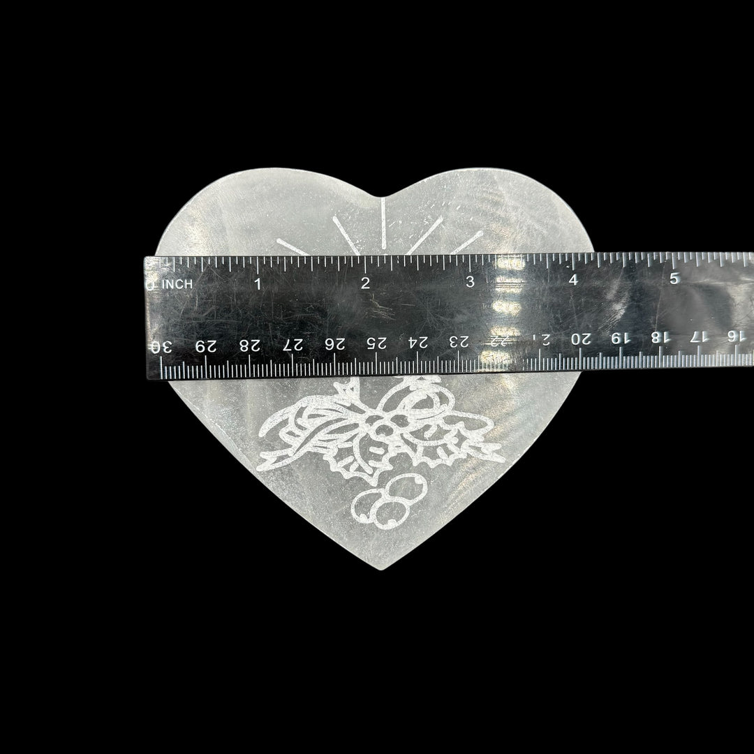 Selenite Charging Heart Plate - Candle 4"