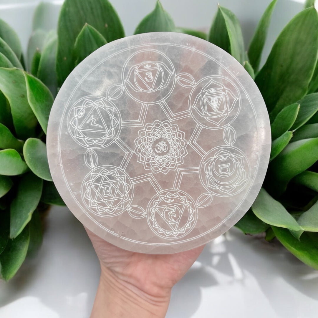 Selenite Charging Plate - Chakra 5.5"