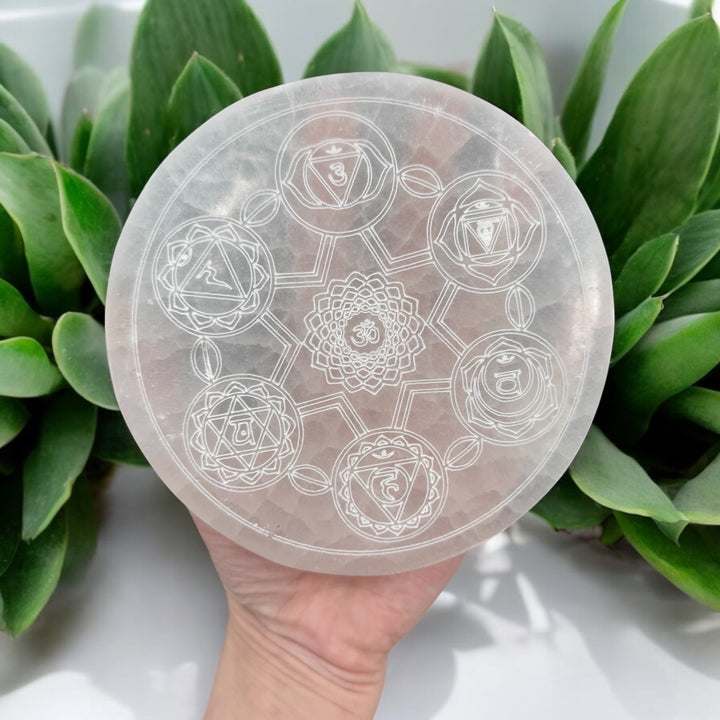 Selenite Charging Plate - Chakra 5.5"