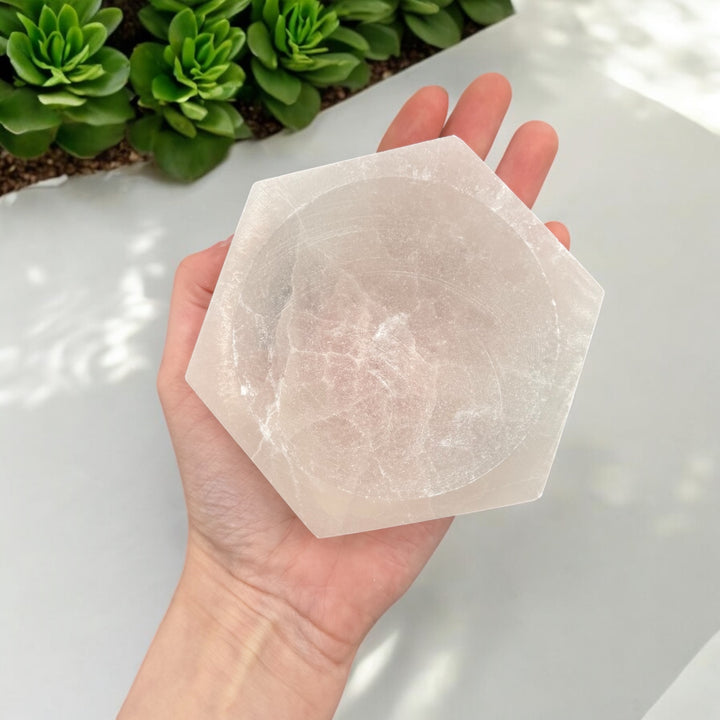 Selenite Hexagon Bowl 4"