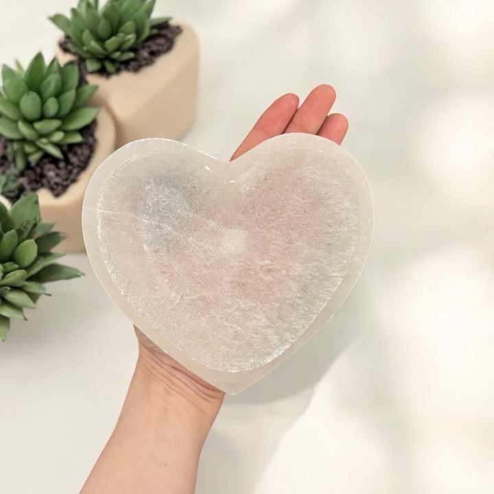 Selenite Heart Bowl 5.5"